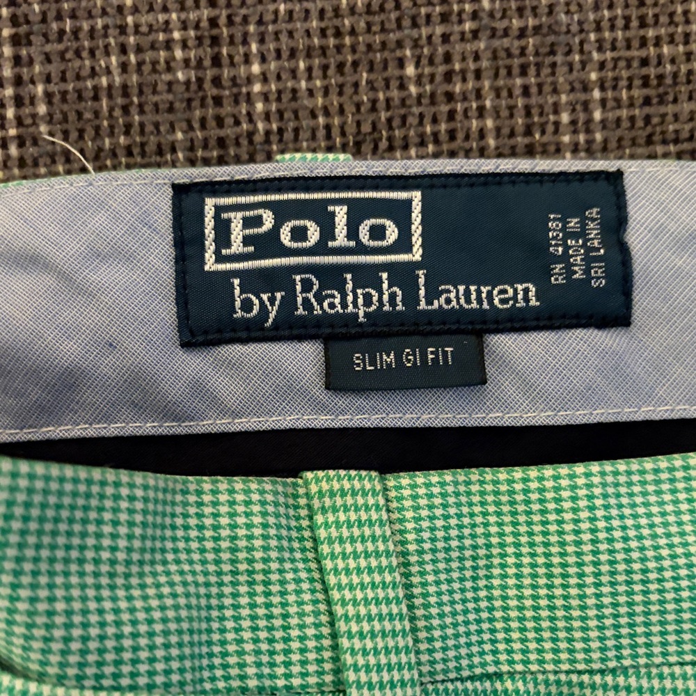 Polo by Ralph Lauren Mint Checkered Slim Fit Trousers